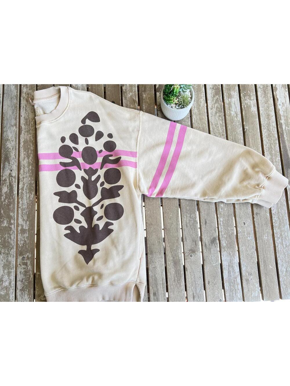 Free People All Star Buti Logo Pullover sweatshirt Pink, brown and Vanilla color - Picture 7 of 9
